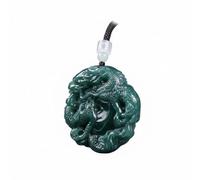 Wyvix Collar con colgante de dragón jadeíta agua azul Natural, piedra tipo hielo, amuleto del zodiaco tallado a mano, joyería