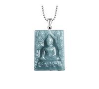 Wyvix Collar de Buda Jade Agua Azul - Colgante Amuleto Jadeíta Tallado a Mano Pesado 50 g Feng Shui