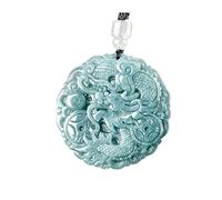 Wyvix Collar de dragón dinero jade agua azul - Colgante del zodíaco jadeíta tallado a mano con monedas la suerte Amuleto Feng Shui for riqueza y el éxito profesional