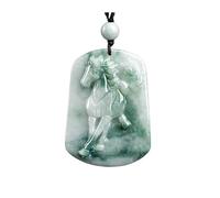 Wyvix Collar de jade real, colgante caballo galopante jadeíta natural, flor flotante, piedra verde, amuleto del zodiaco for hombres y mujeres, joyería la fortuna