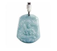 Wyvix Collar de Jade Real, colgante jadeíta agua azul Natural, ocho dioses guardianes, amuleto del santo patrón zodiaco for hombres y mujeres, joyería(Ox Tiger)