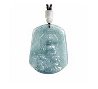 Wyvix Collar de Jade Real, colgante jadeíta agua azul Natural, ocho dioses guardianes, amuleto del santo patrón zodiaco for hombres y mujeres, joyería(Rabbit)