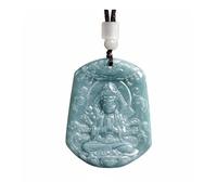 Wyvix Collar de Jade Real, colgante jadeíta agua azul Natural, ocho dioses guardianes, amuleto del santo patrón zodiaco for hombres y mujeres, joyería(Rat)