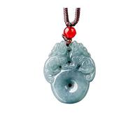 Wyvix Collar Jade Pixiu - Colgante de jadeíta agua azul Feng Shui con hebilla Amuleto que atrae riqueza y buena suerte