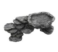Wyvix Cuevas y escondites de Acuario, Rocas realistas for peceras con rampa Plataforma for Tomar el Sol, Cueva inerte for Ocultar Reptiles for decoración en Esquina(A)