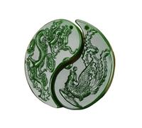 Wyvix Dragón y colgante de jade hetiano, medallón redondo nefrita 48 mm, collar amuleto amor pareja for bodas aniversarios(A)