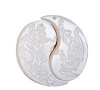 Wyvix Dragón y colgante de jade hetiano, medallón redondo nefrita 48 mm, collar amuleto amor pareja for bodas aniversarios(B)