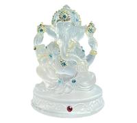 Wyvix Estatua de Ganesha ídolo hindú - Figura Elefante translúcida 4,1 Pulgadas con Detalles Dorados for decoración del Altar salpicadero Coche