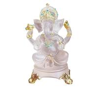 Wyvix Estatua del Señor Ganesha Elefante hindú - Ídolo de Ganesh translúcido 6,7" con Gemas Azules for decoración hogar y Altar