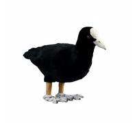 Wyvix Focha euroasiática Realista de Peluche: Ave acuática Negra Suave 30 cm con Escudo, Ojos Rojos y Patas lobuladas articuladas