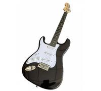 Wyvix Guitarra eléctrica de 39 pulgadas, tamaño completo, 3 pastillas bobina simple, mástil arce, puente trémolo, for principiantes(Black)