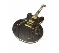 Wyvix Guitarra eléctrica de cuerpo semihueco caoba, doble corte con agujeros en forma F y pastillas humbucker dobles for jazz, blues rock(Black)