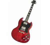 Wyvix Guitarra eléctrica profesional Trans Red de doble cutaway 6 cuerdas madera maciza estilo rock metal(Modern Standard)