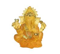 Wyvix Mini Estatua de Ganesha, ídolo hindú, Figura Elefante translúcida 3 Pulgadas con Detalles Dorados for decoración Buda en el salpicadero del Coche(Orange)