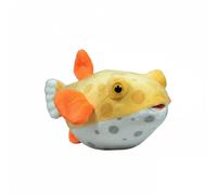 Wyvix Peluche Realista de pez Cofre Amarillo: Cubo Blando 23 cm con Lunares y Relleno Cuentas