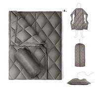 WYWY Manta de Camping 4 en 1 Multifuncional - Manta Impermeable Exterior 140x200 cm, Saco de Dormir Ligero con Almohada para Acampar, Senderismo, Picnic, Viaje & Emergencia