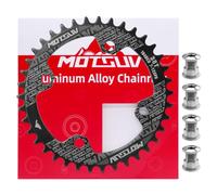 WYYFXY® Bicicleta plato redondo 104 BCD 38T diseño ancho estrecho | Narrow Wide Single Speed Aleación de aluminio con 4 tornillos de rueda dentada para bicicleta de carretera MTB de 9/10/11/12