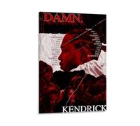 WYYRAB Kendrick Lamar DAMN- Póster de lienzo impermeable para decoración de pared, impresión de alta definición, adecuado para dormitorio, sala de estar, cafetería, decoración, estilo marco, 30 x 45