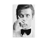 WYYXF Lienzo cuadro Los actores Roger Moore Humo Beber Dormitorio Pintura Decorativa Póster Dormitorio Estético Sin Marco (50x70cm)