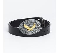 WYYXJY Cinturón Hombre Cinturón Águila Negra Punk Rock Hiphop Casual Western Cinturón Vaquero Piel De Vaca Cinturón Retro Hebilla Grande 105Cm