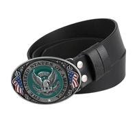 WYYXJY Cinturón Hombre Cinturón De Cuero Genuino Estilo Punk Rock Hip Hop con Diseño De Águila Americana Negra, Estilo Vaquero Occidental Informal, Hebilla Grande De Piel De Vaca, Uni