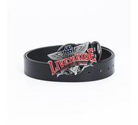 WYYXJY Cinturón Hombre Cinturón Negro Live To Ride Punk Rock Hiphop Casual Western Cowboy Cinturón Cuero Vacuno Cinturón Retro Hebilla Gran Hebilla 125Cm