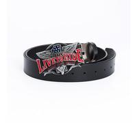 WYYXJY Cinturón Hombre Leather Belt Cinturón Negro Live To Ride Punk Rock Hiphop Casual Western Cowboy Cinturón Cuero Vacuno Cinturón Retro Hebilla Gran Hebilla 115Cm