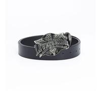 WYYXJY Cinturón Hombre Leather Belt Cinturón Negro Live To Ride Punk Rock Hiphop Casual Western Cowboy Cinturón Cuero Vacuno Cinturón Retro Hebilla Gran Hebilla 115Cm