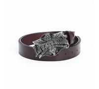 WYYXJY Cinturón Hombre Leather Belt Marrón Live To Ride Cinturón Punk Rock Hiphop Casual Western Cowboy Cinturón Piel De Vaca Cinturón Retro Hebilla Gran Hebilla 120Cm