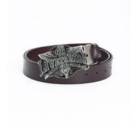 WYYXJY Cinturón Hombre Marrón Live To Ride Cinturón Punk Rock Hiphop Casual Western Cowboy Cinturón Piel De Vaca Retro Cinturón Hebilla Gran Hebilla 130Cm