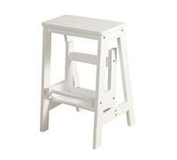 WYZDCP, Taburete de 2 pasos Silla de escalera de madera, desplazados de las escaleras taburetes pequeños Solución antideslizante para la biblioteca de casa Cocina de cocina escalera blanco
