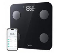WYZE Báscula de grasa corporal S, báscula digital de baño, analizador de composición corporal, modo bebé/mascota, 400 libras, color negro