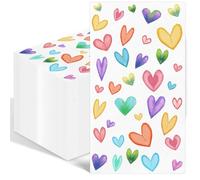 Wzczf Servilletas de San Valentín, 50 unidades, 20 cm x 11 cm, 2 capas, papel, rojo con patrón de corazones, servilletas temáticas para decoración de mesa y limpieza