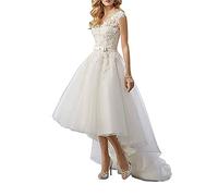 WZEFEIO Vestido de Noche de Palabra a Vestido de Baile Asimétrico Cinturón de Corbata V, Blanco, 40