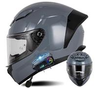 WZGGTEAM Bluetooth Integrado Casco Moto Cascos Integrales, Casco Moto Integral para Hombre y Mujer, ECE Homologado con Visera, Lente Sistema De Ventilación Forro Extraíble