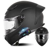 WZGGTEAM Bluetooth Integrado Casco Moto Cascos Integrales, Casco Moto Integral para Hombre y Mujer, ECE Homologado con Visera, Lente Sistema De Ventilación Forro Extraíble