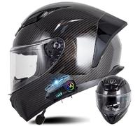 WZGGTEAM Bluetooth Integrado Casco Moto Cascos Integrales, Casco Moto Integral para Hombre y Mujer, ECE Homologado con Visera, Lente Sistema De Ventilación Forro Extraíble