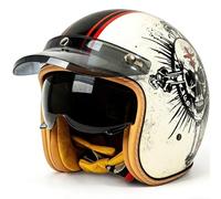 WZGGTEAM Casco Abierto con Doble Visera, Casco De Motocicleta Clásico para Hombres Y Mujeres, Certificado ECE/Dot Casco Retro Portátil, Cascos Tipo Jet, Casco Jet para Scooter