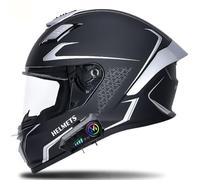 WZGGTEAM Casco de Moto Bluetooth Integrado, Casco de Moto Integral Modular, Certificación ECE Cascos De Moto Integrales con Doble Visera, Cascos Integrales de Motocicleta para Adulto