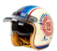 WZGGTEAM Casco Moto Abierto Scooter Retro Homologado ECE, Casco Moto Jet Vintage, Casco Jet de Motocicleta con Almohadilla Facial Extraíble y Cierre Micrométrico