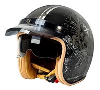 WZGGTEAM Casco Moto Abierto Scooter Retro Homologado ECE, Casco Moto Jet Vintage, Casco Jet de Motocicleta con Almohadilla Facial Extraíble y Cierre Micrométrico