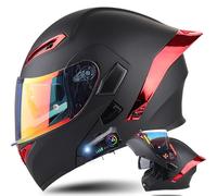 WZGGTEAM Modular Bluetooth Integrado Casco Moto, Casco Abatible con Doble Visera, Cascos Integrales,ECE Homologado, Casco Modular Integrado para Adultos Mujeres Y Hombres
