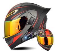 WZGGTEAM Modular Bluetooth Integrado Casco Moto, Casco Abatible con Doble Visera, Cascos Integrales,ECE Homologado, Casco Modular Integrado para Adultos Mujeres Y Hombres
