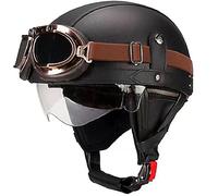 WZGGTEAM Retro Casco Half-Helmet con Gafas, Casco Semi Cubierto para Motocicleta, Casco De Cara Abierta, Moto De Estilo Retro Homologado Dot/ECE, Casco Alemán De La Segunda Guerra Mundial