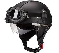 WZGGTEAM Retro Casco Half-Helmet con Gafas, Casco Semi Cubierto para Motocicleta, Casco De Cara Abierta, Moto De Estilo Retro Homologado Dot/ECE, Casco Alemán De La Segunda Guerra Mundial