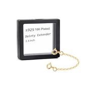 wzhe Cadena de seguridad chapada en oro de 24 quilates, cadenas de seguridad de plata de ley para pulseras, extensor de cadena de seguridad para hacer joyas