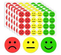Wzhtuzi pegatinas de emoción, Pegatinas de Estado de ánimo Alegres y Tristes, Smiley redondo para tarjetas de moderación Estuche de moderación Pegatinas de recompensa (3 colores)