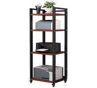 Wzmazingly 4/5/6/7 Estante Soporte Multimedia AV con Ruedas Y Estantes Ajustables, Mueble Equipo HiFi, Estructura De Acero + Paneles, Muebles De Grabador para Casa/Oficina/Cine(Brown,4-Tier)