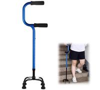 Wzmazingly Bastón con Base Grande, Altura Ajustable Bastón 4 Apoyos con Puntas de Goma para Mayor Equilibrio Y Estabilidad, Ayuda de Movilidad de Aluminio(Blue)