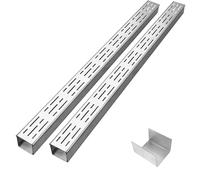 Wzmazingly Kit De Canaleta De Desagüe Exterior Estrecho, Canal De Drenaje De Acero Inoxidable 304 Con Conectores De Extensión, Para Jardín, Patio Y Entrada(2 Pack,100x10x3cm)